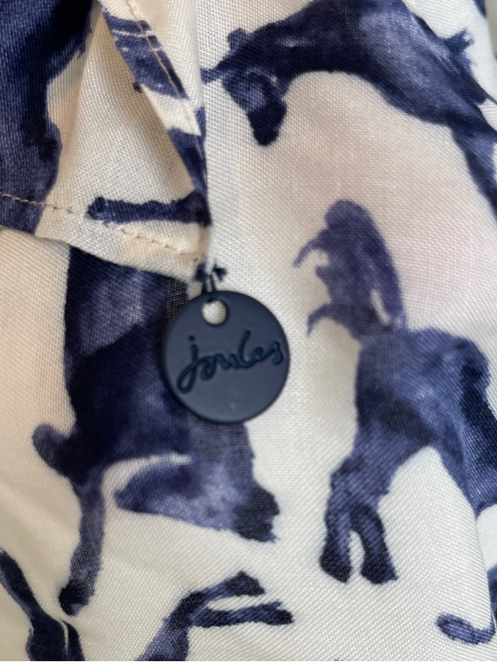 JOULES Equestrian Print Navy and White Scarf - Picture 3 of 3